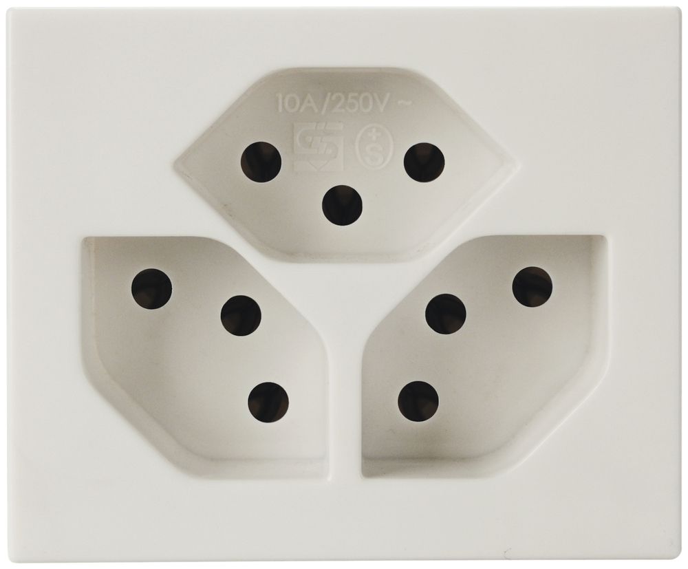 EB-Steckdose Steffen FLF 6/5, 3×T13 10A, halogenfrei, weiss