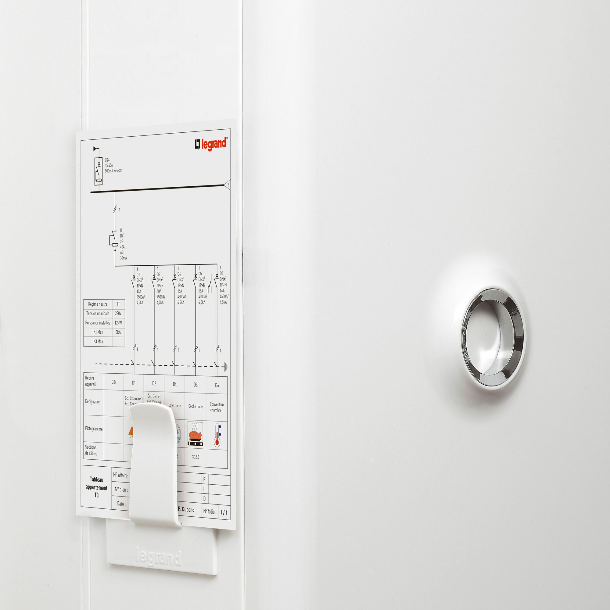 Porte-documents Legrand 92×70×8mm mat.synthét. blanc