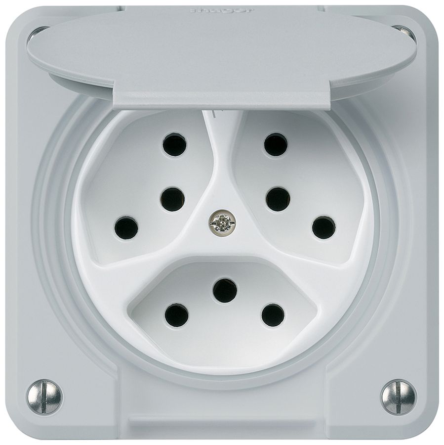 Prise ENC robusto 3×type 13/1 gris