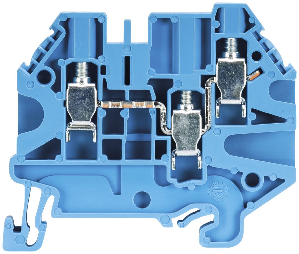Morsetto passaggio componibile WT 0.14…6mm² 32A 1000V 3×vite 1 pi.guida 35mm blc
