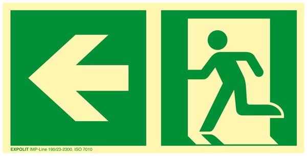 Piktogramm Rettungsweg nach links, 150mm