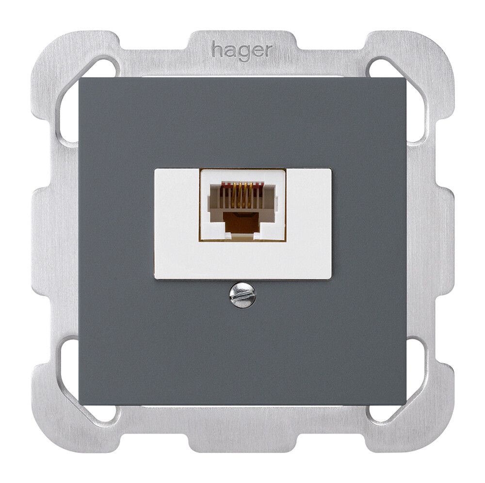 Einsatz zu Anschlussdose kallysto 1×RJ45u anthrazit mit Befestigungsplatte