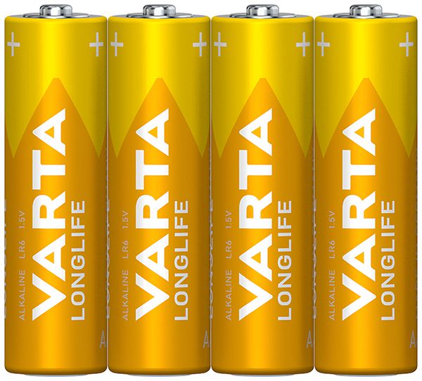 Batterie Alkali VARTA Longlife AA, 4 Stück foliert