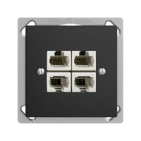 Presa INS 4×RJ45/u 4P sep. EDIZIOdue nero ITplus