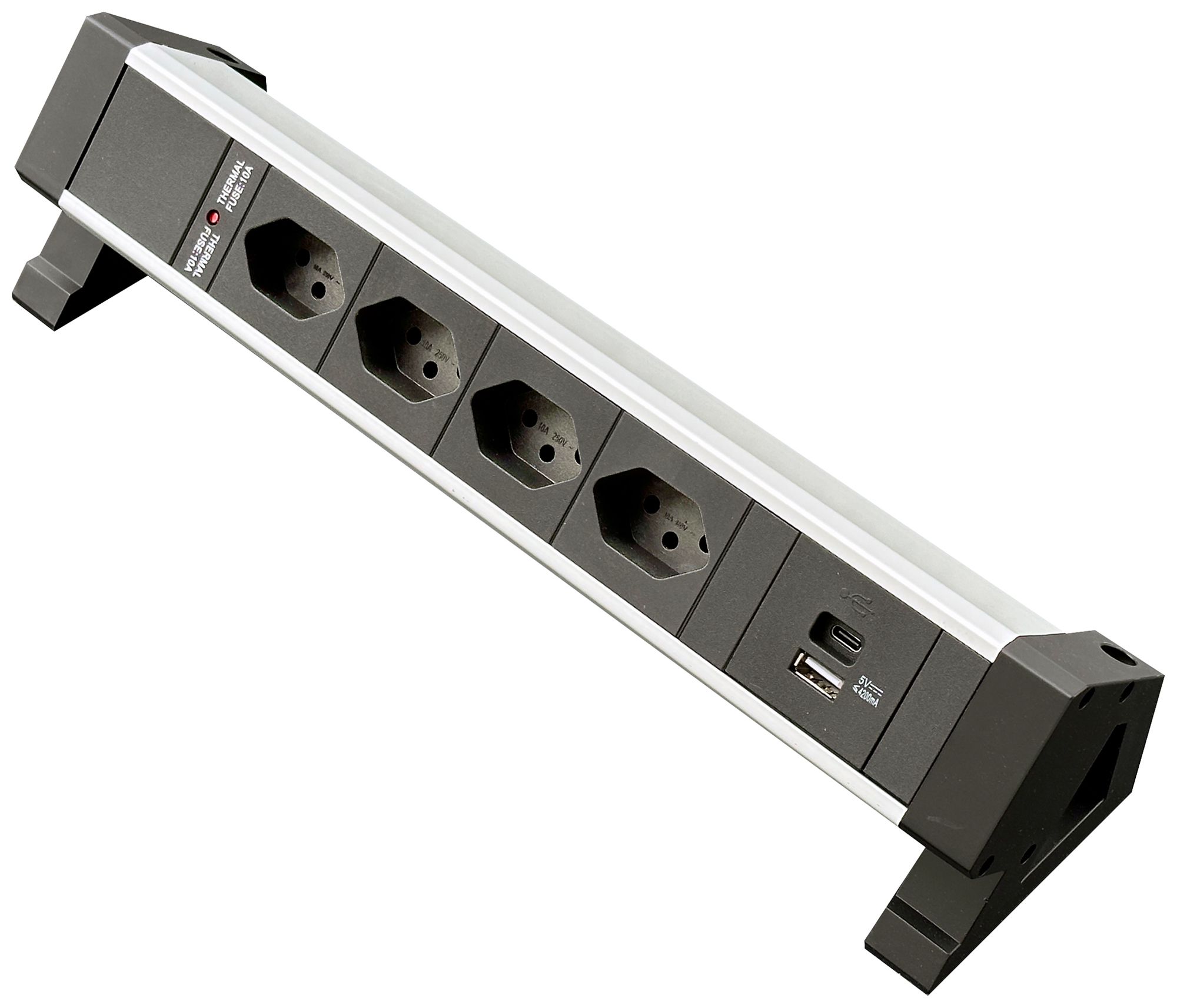 Prise multiple de table Desk-Mountain 4×T13/1×USB-A/1×USB-C 3m T12 F=10A