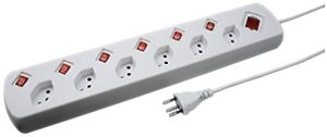 Prise multiple STEB POWER EASY 6×T13 avec PE+7×Sch.1.4m blanc