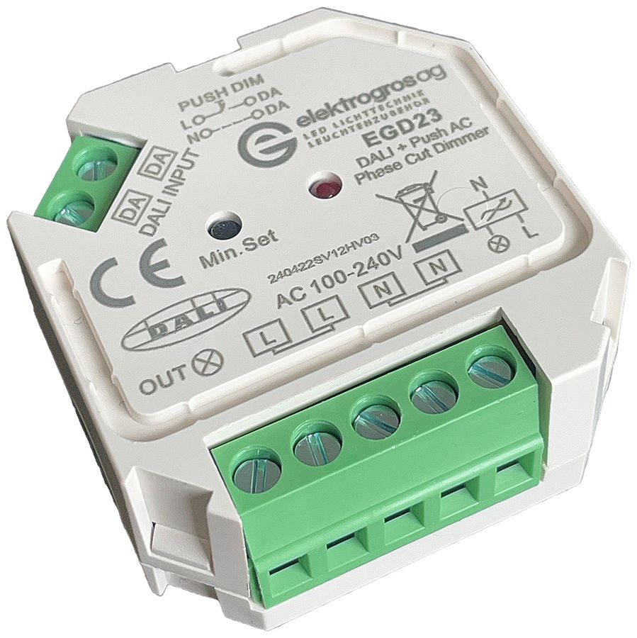 Dimmer DALI Elektrogros 100…240V Drucktaster universal und LED Retrofit ws