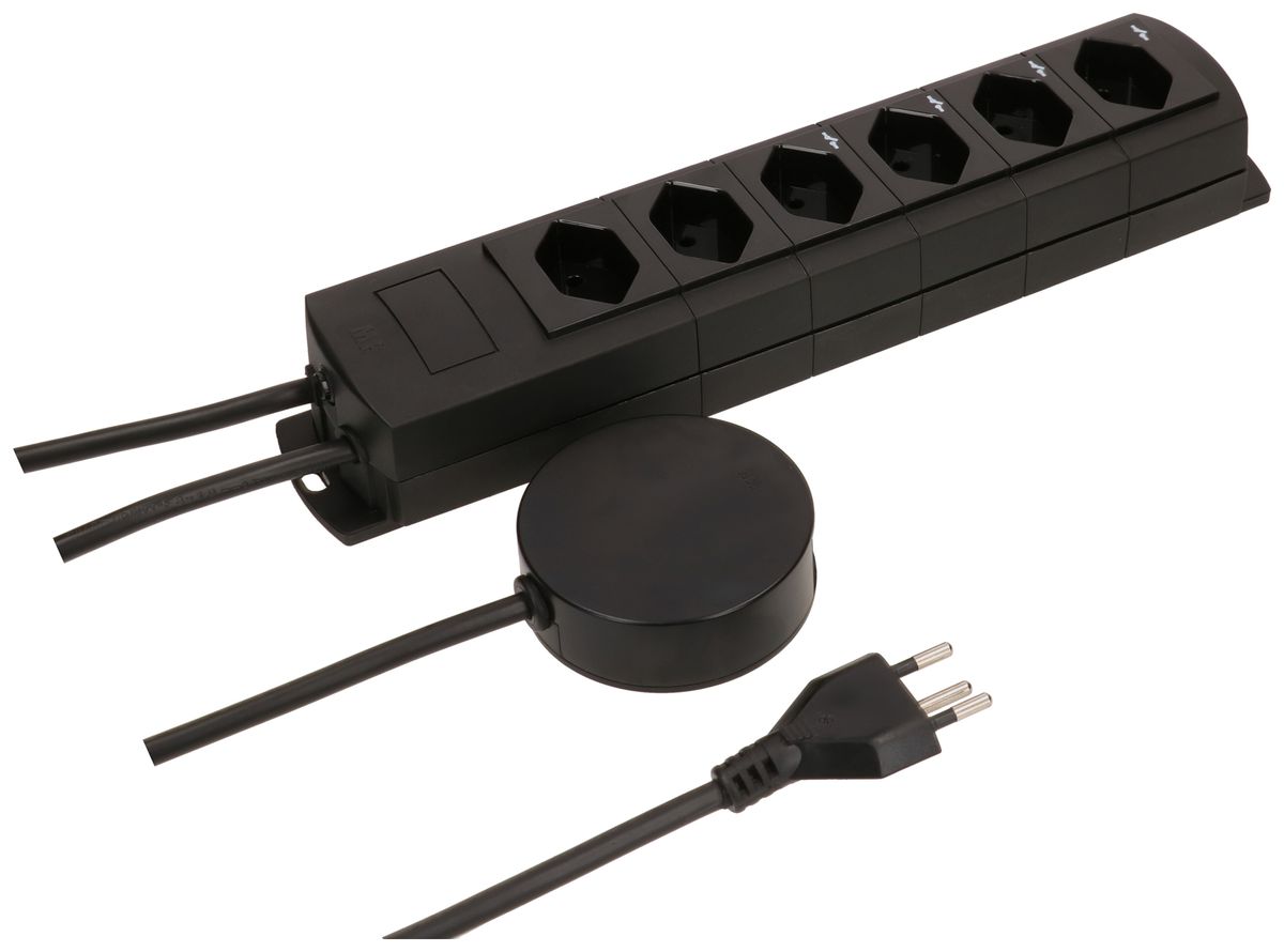 Prise multiple MH Prime-Line 4+2×T13 Td 3×1mm² 5m noir interrupteur ext. aimants