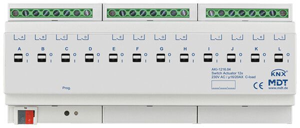 REG-Schaltaktor KNX MDT AKI-1216.04 12-Kan 16A 230VAC 12TE