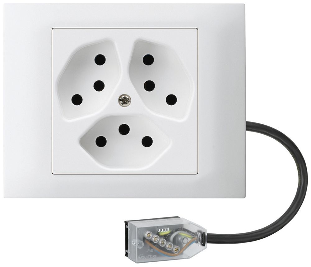 Presa INS kallysto 3×T13 L2 bianco per cavo piatto Technofil