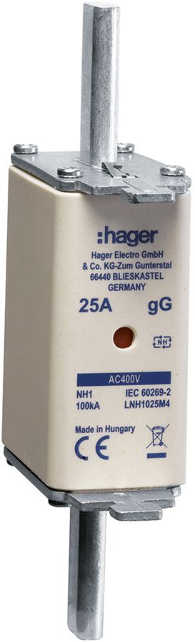 Fusible HPC Hager DIN1c 400VAC 125A gG/gL avertisseur double antirouille