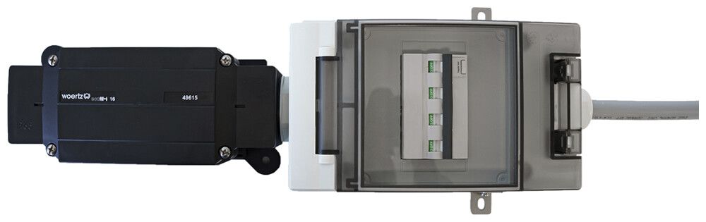 Boîte de dérivation Woertz pour câble plat 49615+49617+FIALSC32-Hager+3M IP65