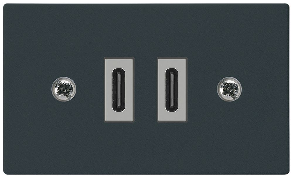 EB-USB-Ladesteckdose Hager FLF C-C 20W 5V 37.5×62.5mm schwarz