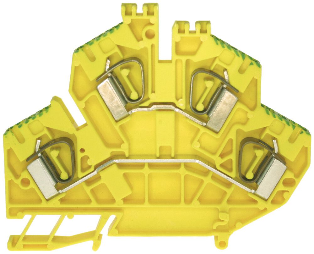 Schutzleiter-Reihenklemme Woertz 0.5…4mm² Federzuganschluss 2×2 TH35 grün/gelb
