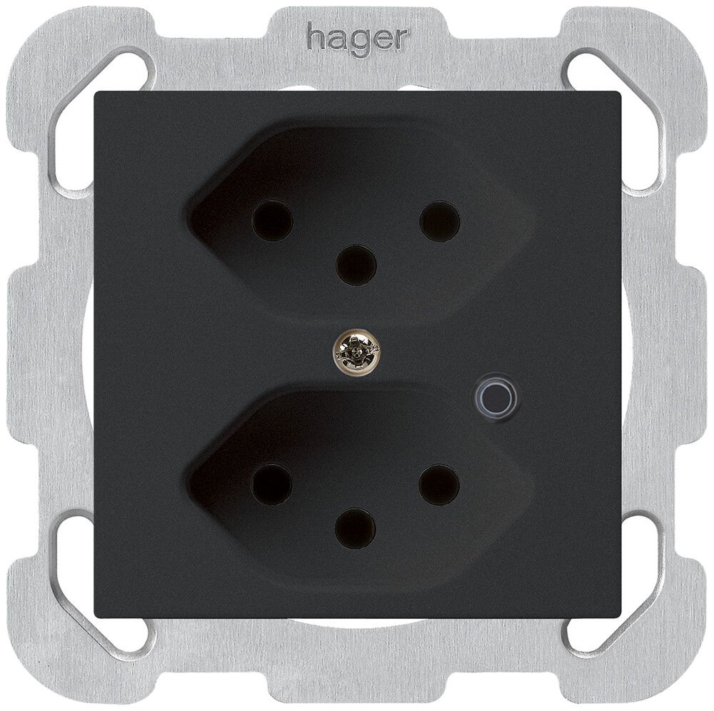 Presa INC Hager kallysto 2×T13 illuminato B nero