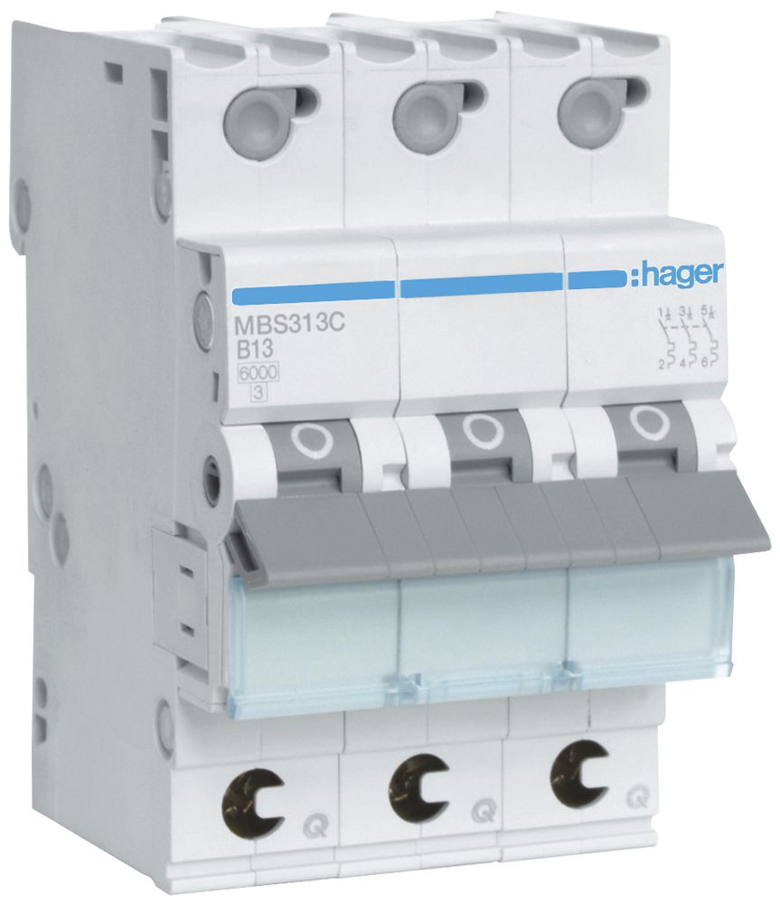 Leitungsschutzschalter Hager MCB quickconnect 3P 400V Typ B 13A Icn 6kA 3TE
