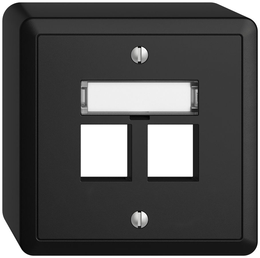 Kit montaggio AP EDIZIOdue, uscita dritta, per 2×Keystone, nero