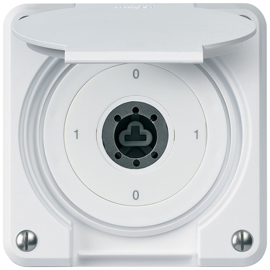 Interrupteur à clé ENC robusto IP55 avec clapet sans cylindre S0/1P blanc