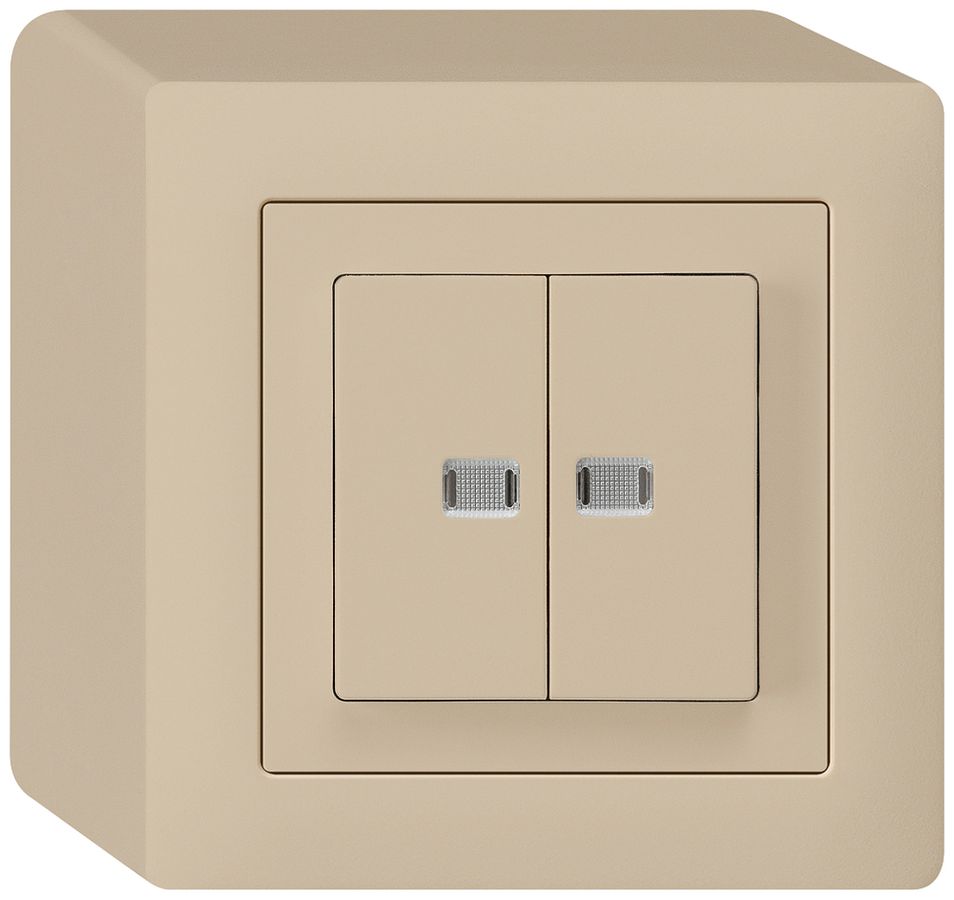 AP-Leuchtdruckschalter kallysto 1/3+3/1 mit 2 Linsen beige