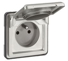 UP-Steckdose Soliroc T13 verchr. mit Klappdeckel