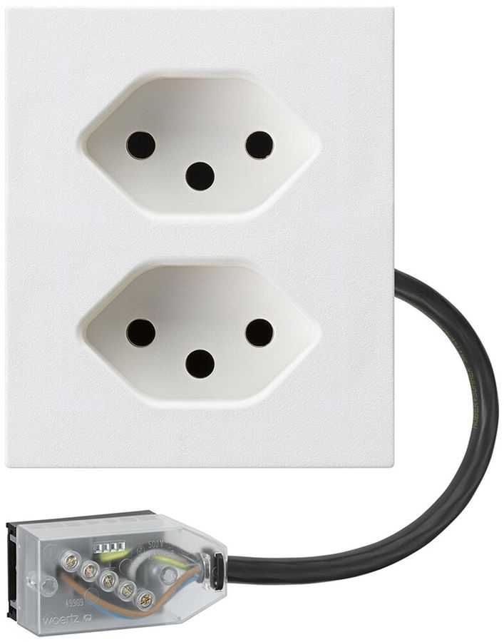 FLF-Steckdose Hager 2×Typ 13 mit Power-Dose L3 D weiss