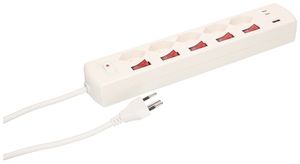 Steckdosenleiste MAX HAURI Multi-Switch 10A 6×Schalter 5×T13 1×USB-A 2×USB-C ws