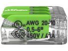 Borne de connexion WAGO Green Range 3L 0.5…6mm² avec levier vt transparent