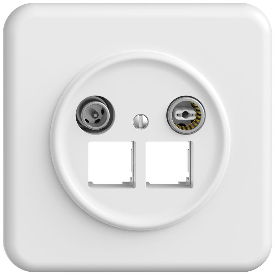 Prise multimédia ENC TV-R STANDARDdue SNAPFIX® EASYNET p.2×RJ45 S-One 15dB bc