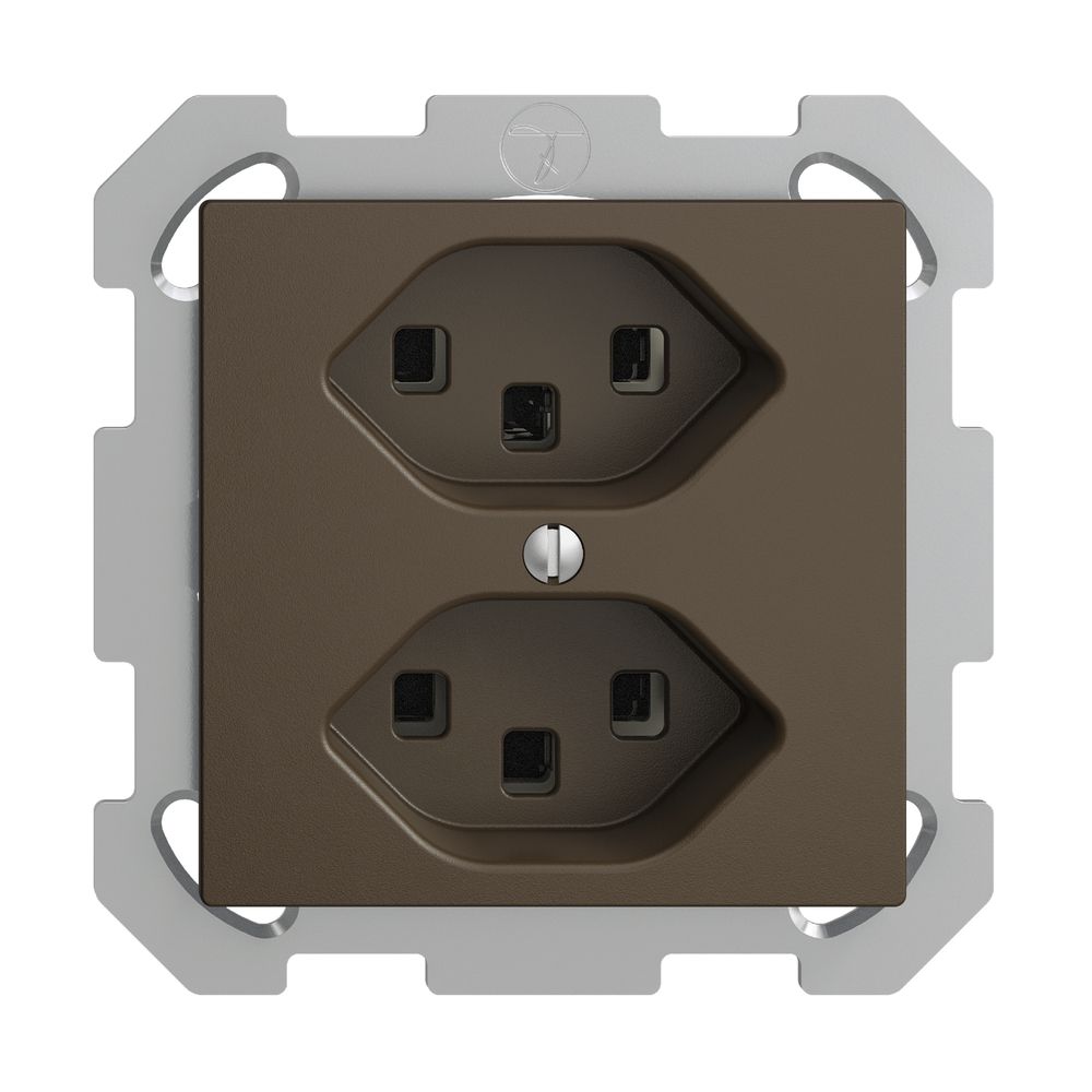 UP-Steckdose 2×T23 16A EDIZIOdue coffee, mit Steckklemmen