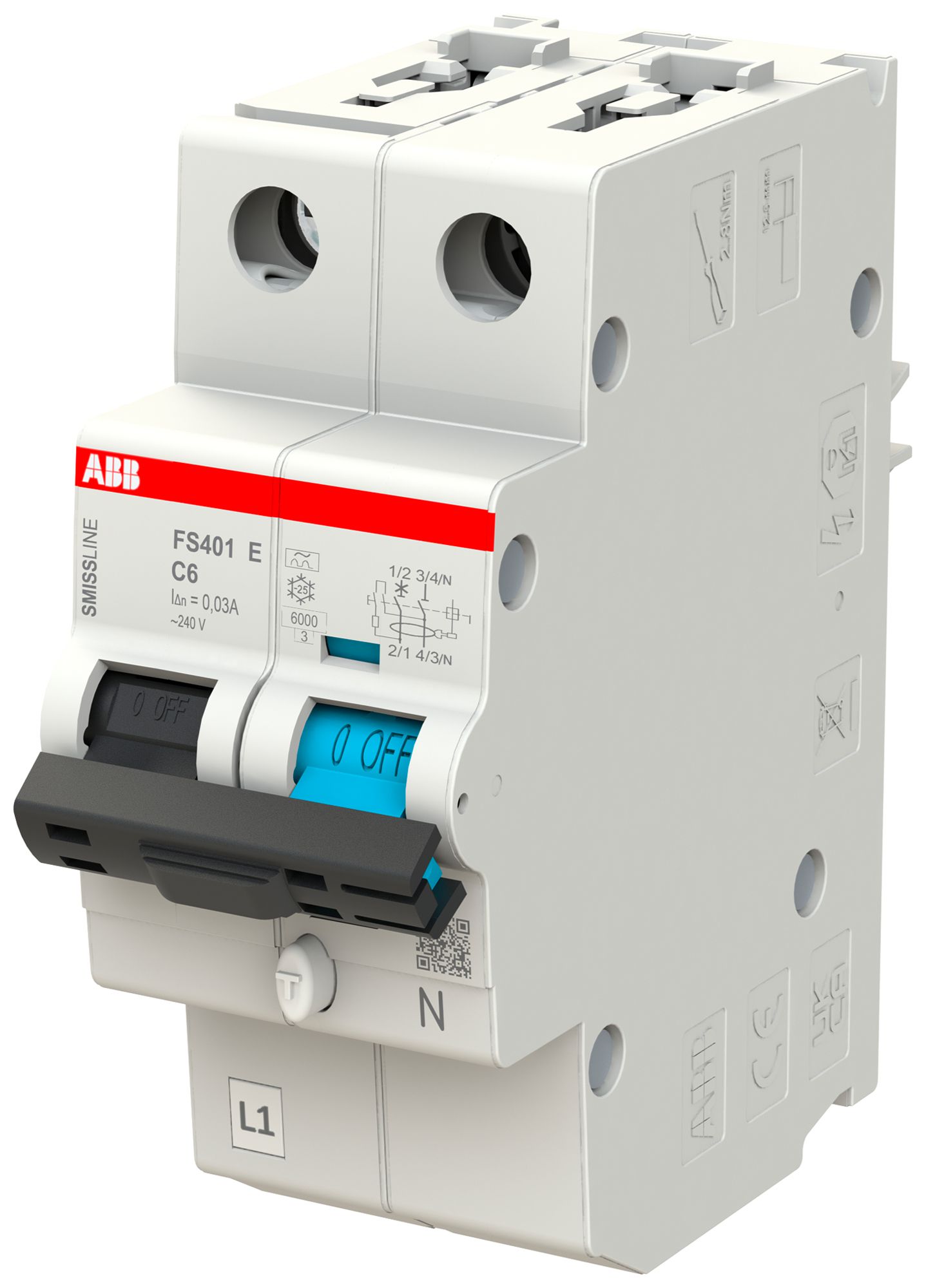 Disgiuntore differenziale ABB FS401E SMISSLINE TP C-6A/30mA 1LN 6kA tipo A