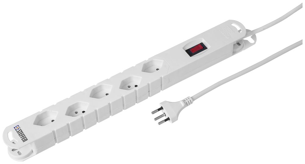Prise multiple STEBA TWIST 5×T13 a.sécurité enfants+interrupteur reset 3m blanc