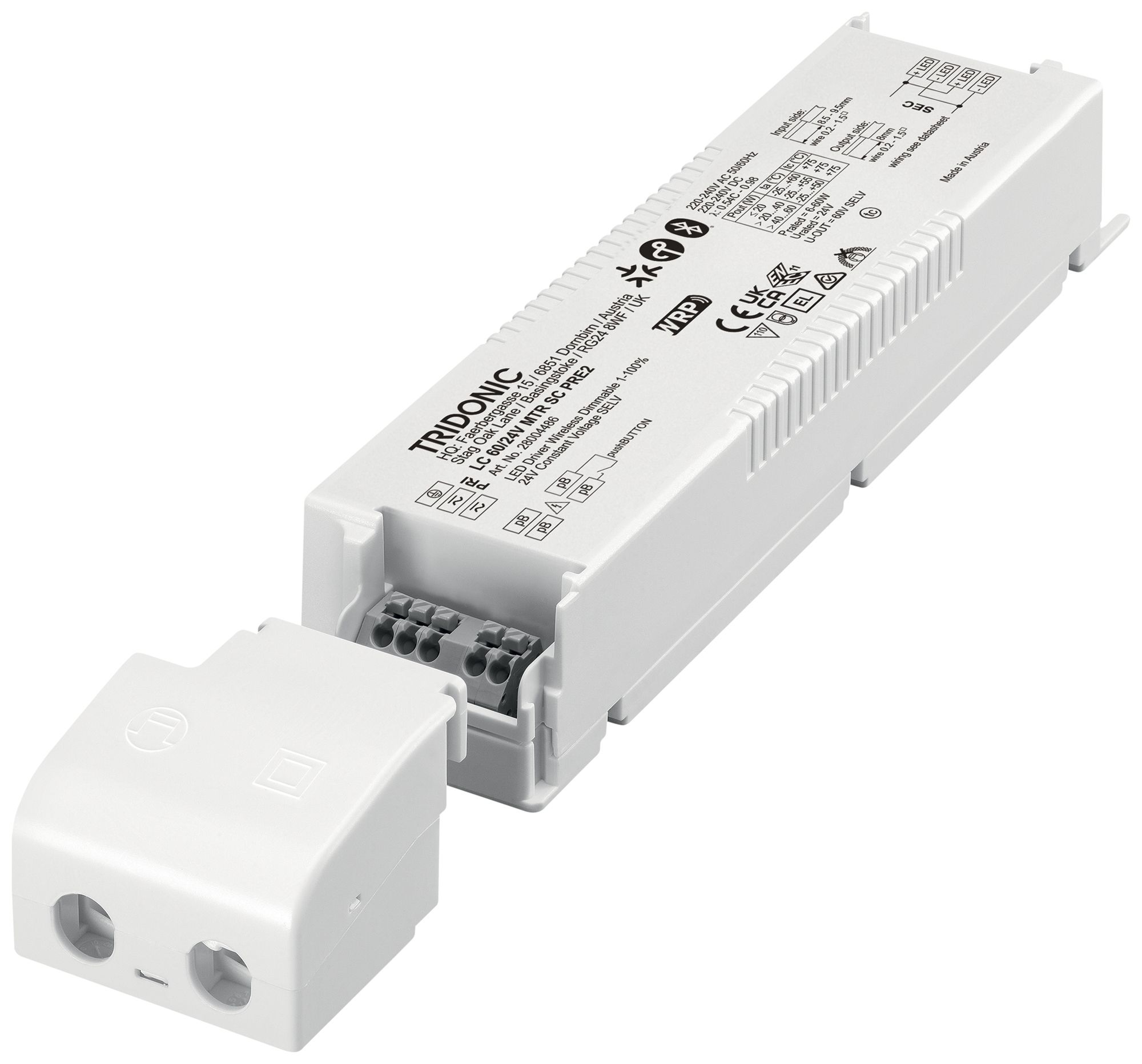 LED-Betriebsgerät Tridonic LC PRE2 6…60W 24V 250…2500mA DIM 180×43×29.8mm