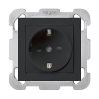 UP-Steckdose kallysto Schuko schwarz mit Befestigungsplatte