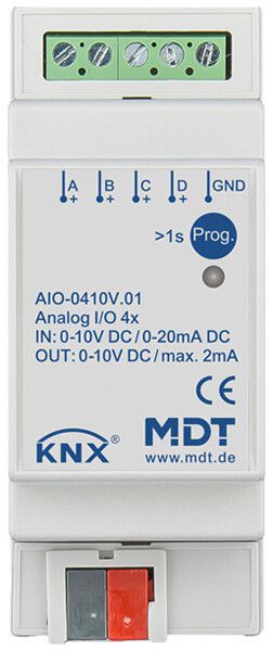 Modulo ingresso/uscita KNX AMD MDT AIO-0410V.01 4-can IN:0-10V 0-20mA OUT:0-10V