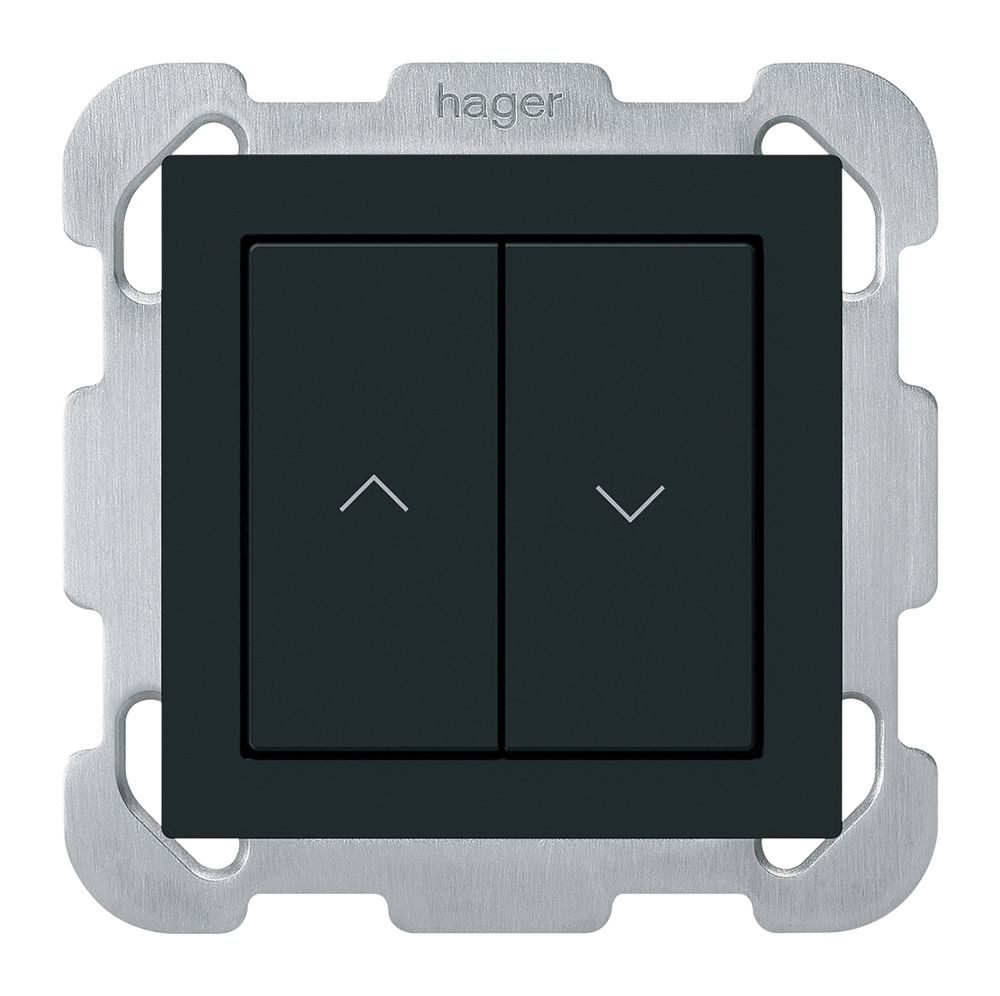 Poussoir pour stores KNX ENC Hager BA kallysto B double 77×77mm noir