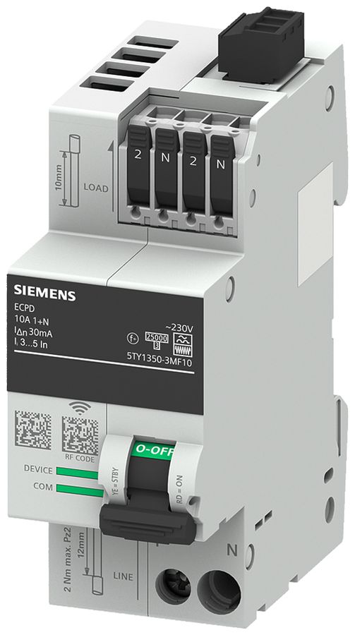 Elektronisches Schutzschaltgerät SENTRON ECPD 1LN 10A 30mA Typ F 75kA RF