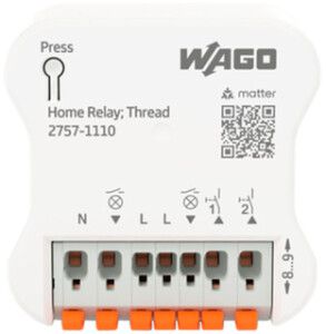 EB-RF-Schaltaktor WAGO Home matter 2-Kan 6A 1380W 200…240V 2×DI IP00