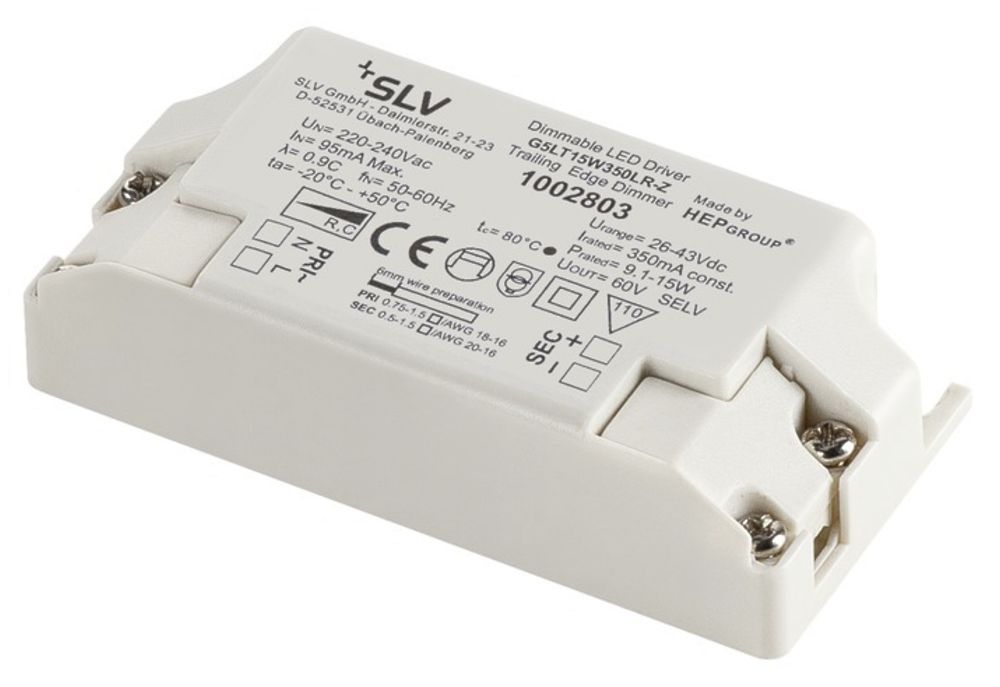 LED-Konverter SLV 15 (9.1…15W), 350mA, 26…43VDC, dimmbar C