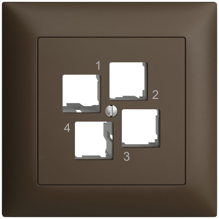 Kit de montage ENC Edue FMI EASYNET S-One, pour 4×RJ45, sortie droite, coffee