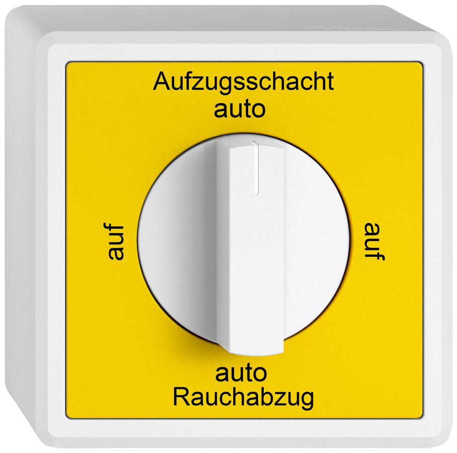 AP-Drehschalter EDIZIO.liv SNAPFIX® m.Drehgriff Grav.D auto-auf-auto-auf gelb