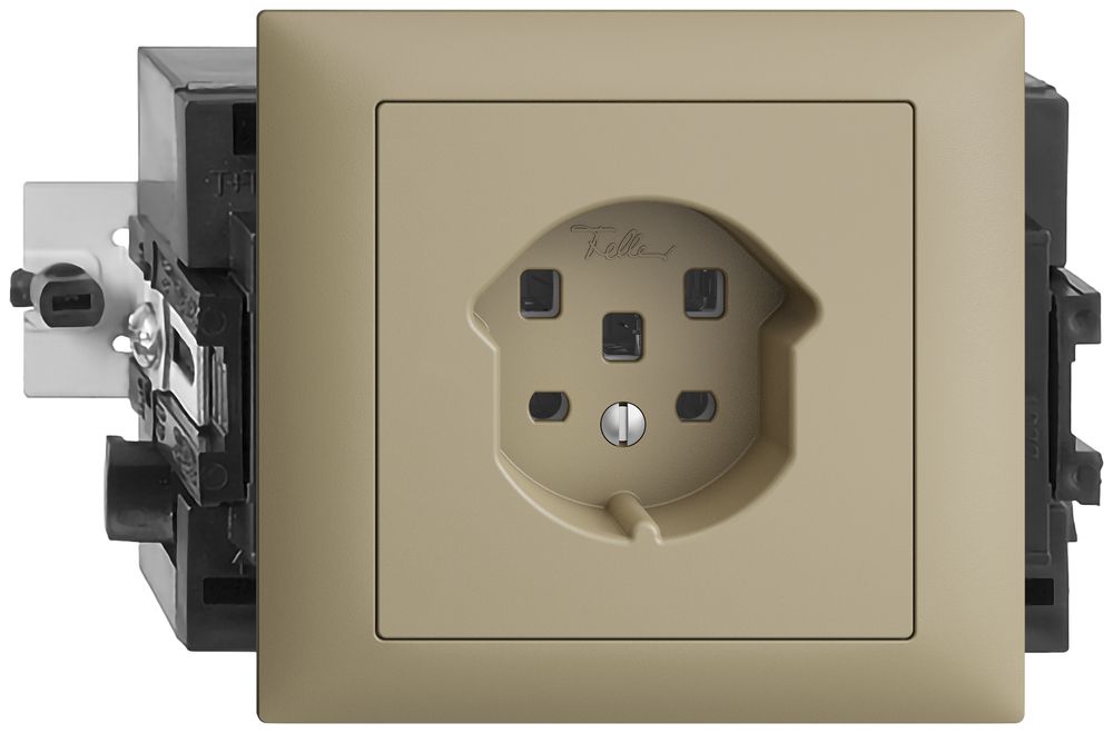 EB-Steckdose EDIZIOdue T25 16A sand 53mm mit Steckklemme