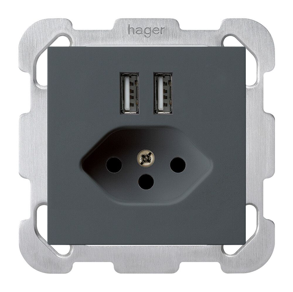 Presa INC 2×USB & T13 kallysto B 2400mA antracite