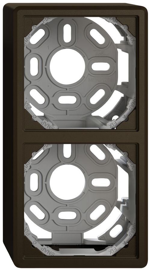 Capot AP EDIZIO.liv SNAPFIX® avec étrier de fixation pour 2 appareils brun