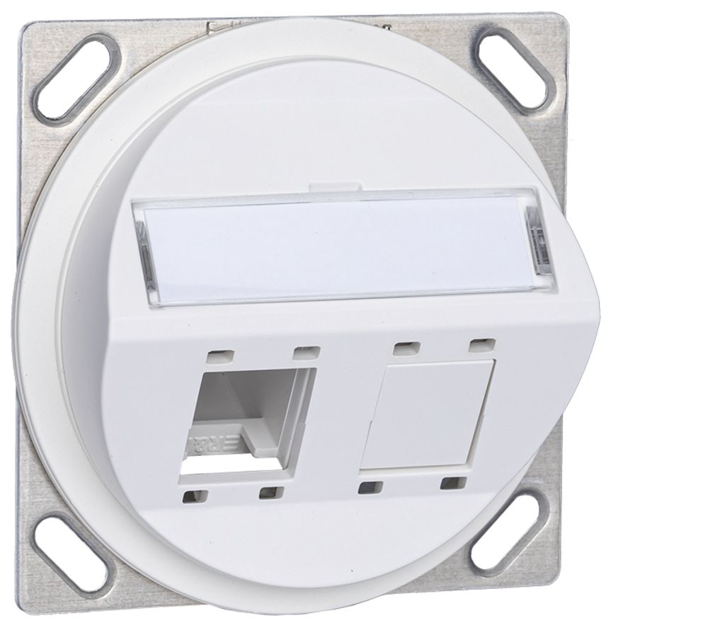 Kit montage INC R&M sortie oblique 2×cat.5e/6, blanc