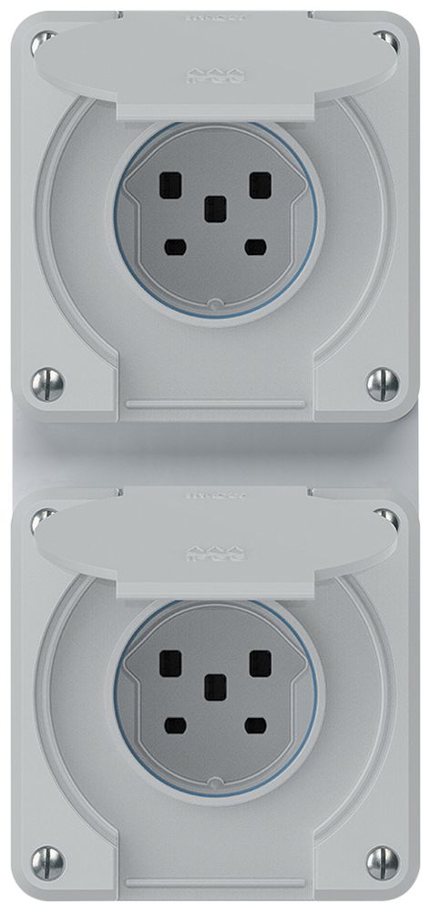 UP-Kombination robusto 2×1, 2×Steckdose T25 IP55 grau