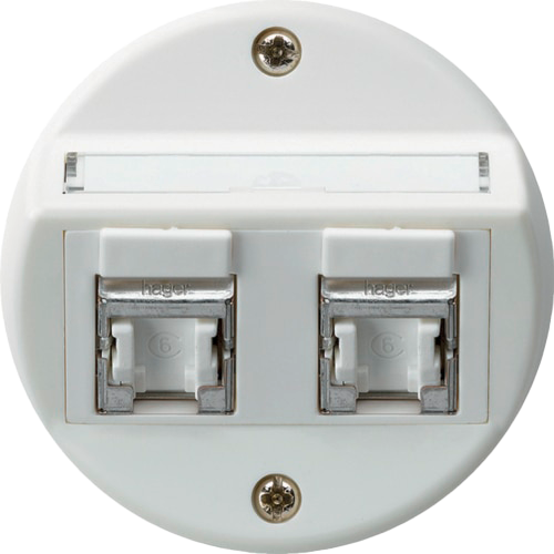 UP-Einsatz basico A Kat.6 2×RJ45/s Schrägauslass weiss