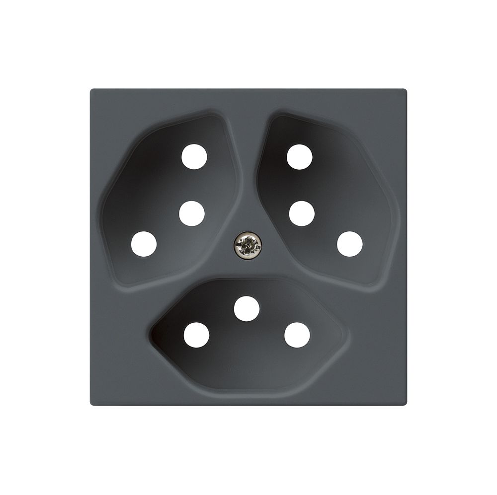 Frontplatte kallysto 3×T13 anthrazit 60×60mm für Steckdose 3×T13