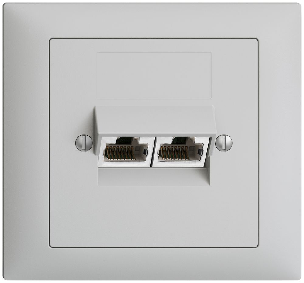EB-Dose 2×RJ45/s 4P getr. EDIZIOdue hellgrau ITplus