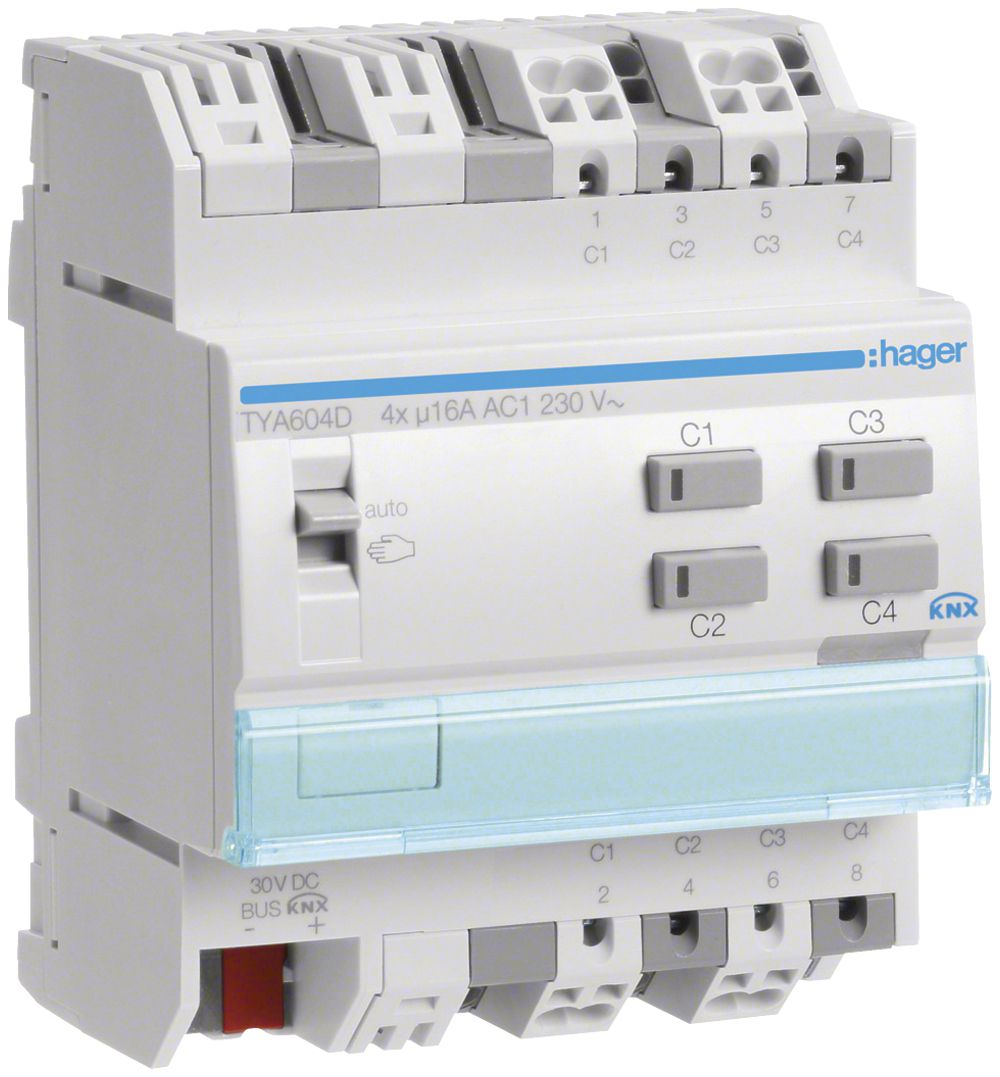 Module de sortie AMD KNX Hager system 16A charge C quadruple