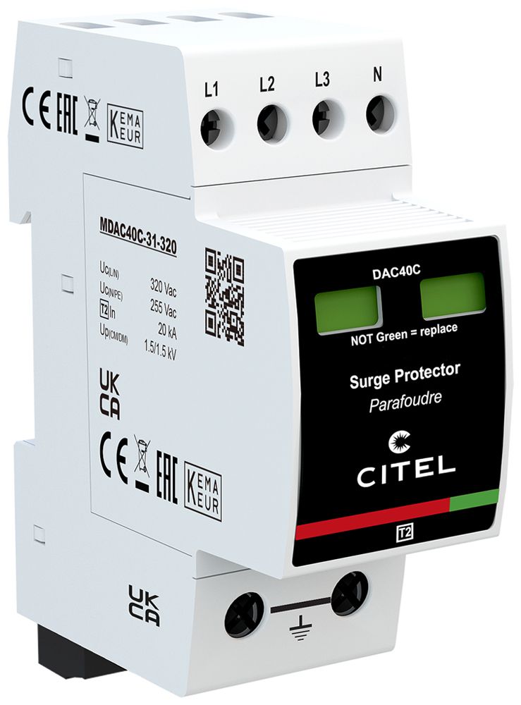 Scaricatore di sovratensione Citel DAC40CS-31-275, type 2, 3 poli
